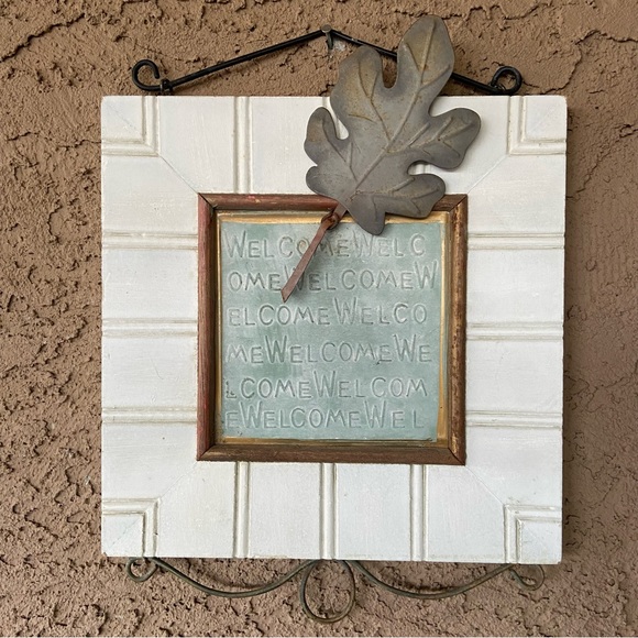 Welcome Sign ~ Farmhouse Wood + Metal - Picture 1 of 6